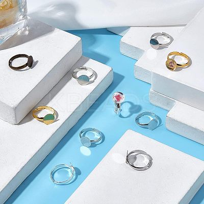 64Pcs 4 Colors Adjustable Brass Pad Ring Base Findings KK-FH0004-57-1