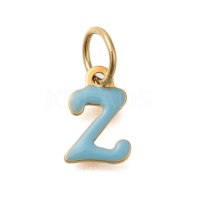 Ion Plating(IP) 304 Stainless Steel Enamel Alphabet Charms STAS-F308-02G-Z-1