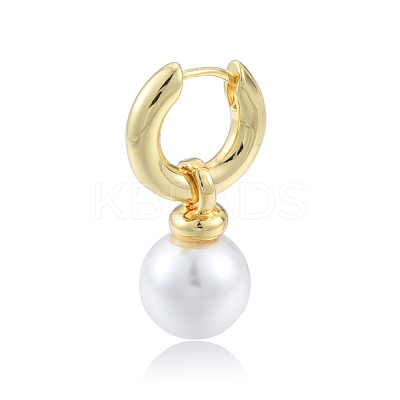 ABS Plastic Pearl Dangle Hoop Earrings EJEW-N011-106LG-1