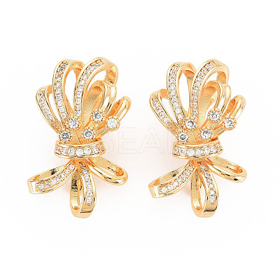 Rack Plating Brass Micro Pave Clear Cubic Zirconia Twister Clasps KK-N233-181-1