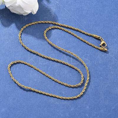 Ion Plating(IP) 304 Stainless Steel Rope Chain Necklaces NJEW-F226-03G-02-1