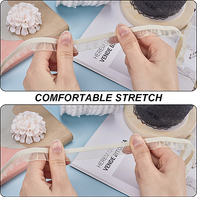 Nylon Chiffon Elastic Lace Trim OCOR-WH0082-159A-1