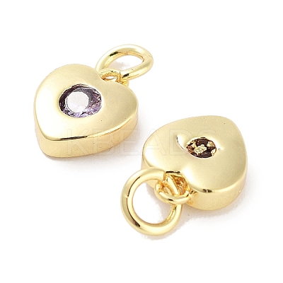 Brass Micro Pave Cubic Zirconia Charms KK-C051-07G-01-1
