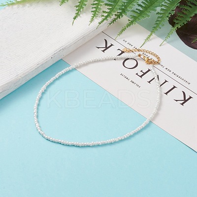 Round Glass Seed Beaded Necklaces NJEW-JN03207-03-1