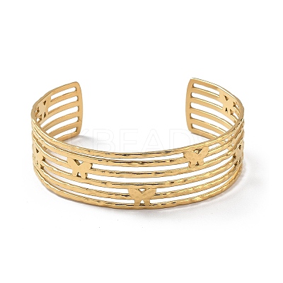 Ion Plating(IP) 304 Stainless Steel Cuff Bangles BJEW-Z078-23G-1