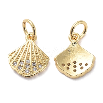 Brass Micro Pave Clear Cubic Zirconia Charms KK-I658-18G-1