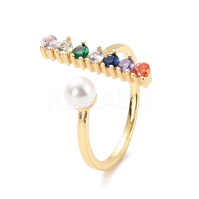 Vertical Bar Cubic Zirconia Cuff Ring for Women RJEW-C004-12-RS-1