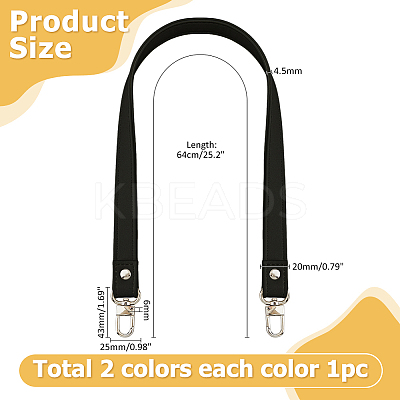 2Pcs 2 Colors PU Leather Bag Straps FIND-HS0001-79-1