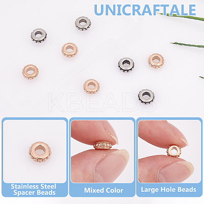8Pcs 2 Colors 304 Stainless Steel Spacer Beads STAS-UN0059-54-1