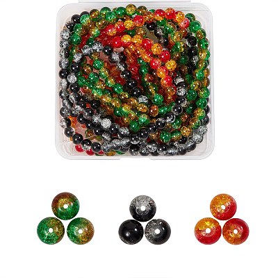 Two Tone Crackle Glass Bead Strands CCG-SZ0001-01-1
