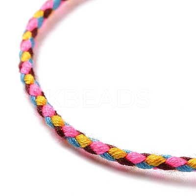 Polyester Braided Slider Bracelet with Brass Beads BJEW-A099-01-1