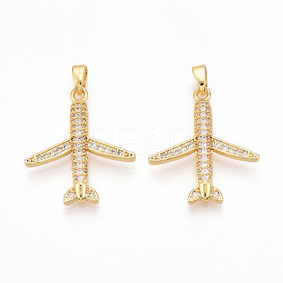 Brass Micro Pave Cubic Zirconia Pendants X-KK-T070-83G-1