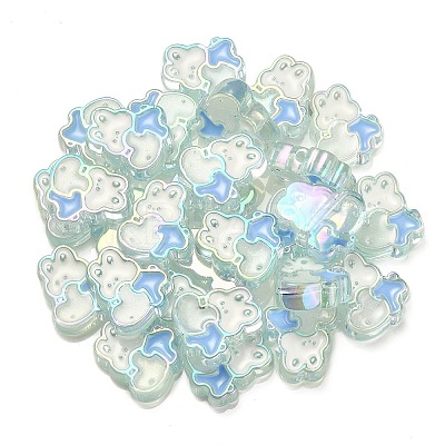 UV Plating Rainbow Iridescent Acrylic Enamel Beads OACR-G012-07B-1