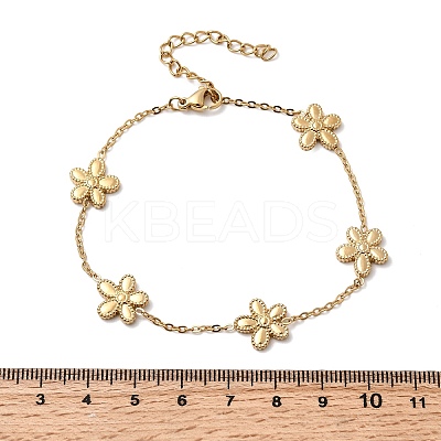 304 Stainless Steel Flower Link Bracelets BJEW-G765-04G-1