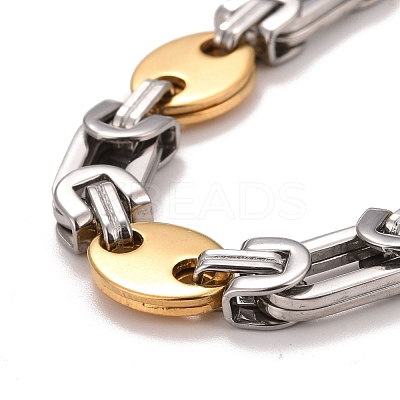 PVD Vacuum Plating 201 Stainless Steel Bean Link Chain Bracelets STAS-E160-09GP-1