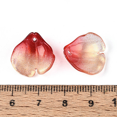 Transparent Glass Petal Pendants GLAA-T030-05C-1