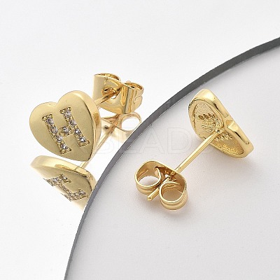 Rack Plating Brass Micro Pave Clear Cubic Zirconia Stud Earrings EJEW-K299-01G-H-1