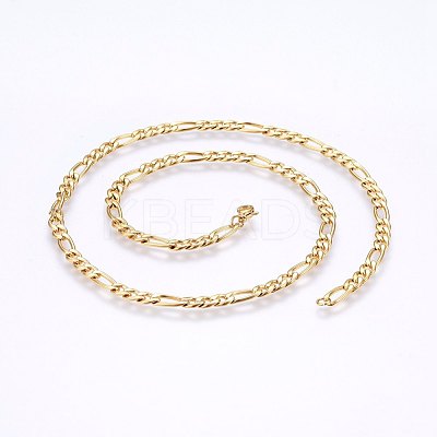 304 Stainless Steel Figaro Chain Necklaces MAK-L015-29B-1