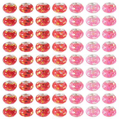70Pcs 7 Colors Transparent Resin Rondelle European Beads RESI-TA0004-82-1