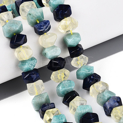 Natural Sodalite & Flower Amazonite & Lemon Quartz Beads Strands G-N358-01A-06-1