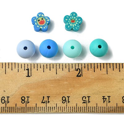 48Pcs 6 Styles DIY Food Grade Silicone & Polymer Clay Beads Jewelry Making Finding Kit DIY-FS0005-83B-1