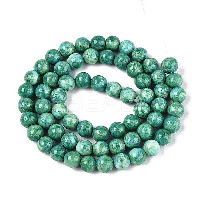 Dyed Synthetic Fossil Beads Strands G-T139-6mm-66E-1