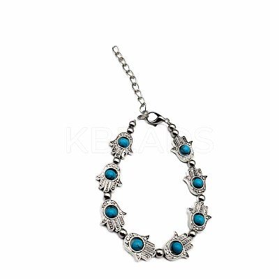 Ethnic Style Alloy Hamsa Hand Link Bracelets MK8655-1