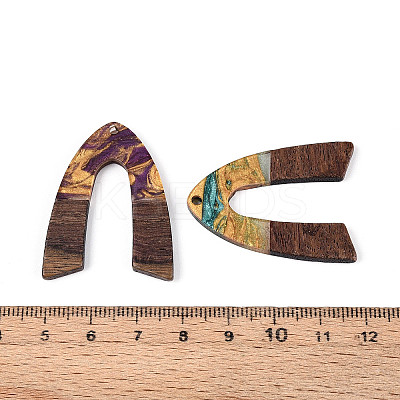 Opaque Resin & Walnut Wood Pendants RESI-T060-46M-1