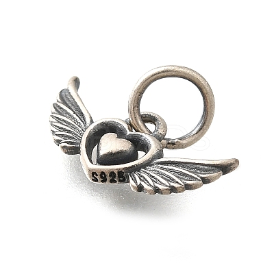 925 Sterling Silver Angel Wings Heart Charms STER-L066-04AS-1