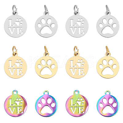 12Pcs 6 Style 201 & 304 Stainless Steel Pendants STAS-DC0001-58-1