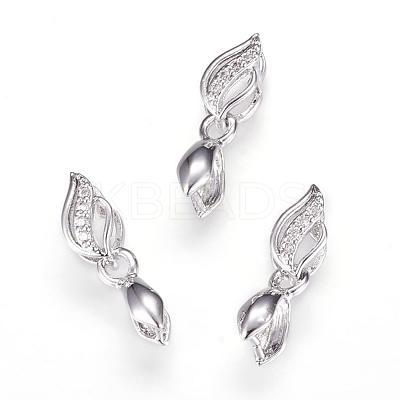 Long-Lasting Plated Brass Micro Pave Cubic Zirconia Ice Pick Pinch Bails ZIRC-F063-03P-1