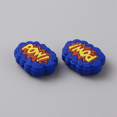 Cloud with Word Pow Food Grade Eco-Friendly Silicone Beads SIL-WH0014-22F-1