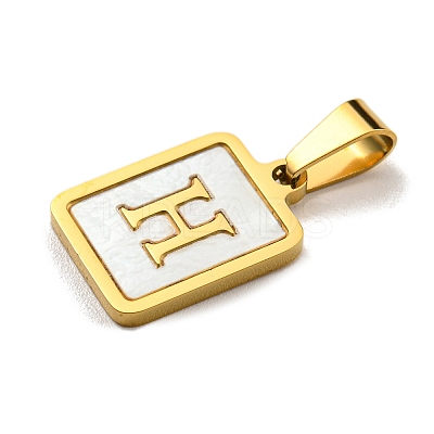 PVD Vacuum Plating 304 Stainless Steel Pave Natural White Shell Pendants STAS-S130-03G-H-1