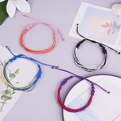 Two Tone Waxed Polyester Braided String Bracelet BJEW-SW00026-1