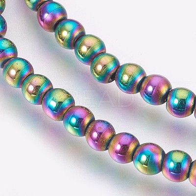 Electroplate Non-Magnetic Synthetic Hematite Beads Strands G-F585-C02-4mm-1