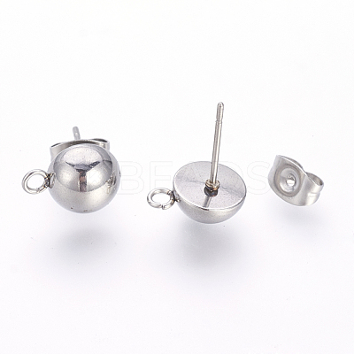 Non-Tarnish 201 Stainless Steel Stud Earring Findings X-STAS-S064-12-1