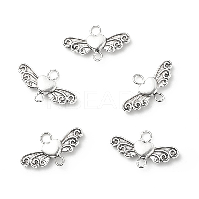 Tibetan Style Alloy Heart with Wing Connector Charms PALLOY-JF01773-1