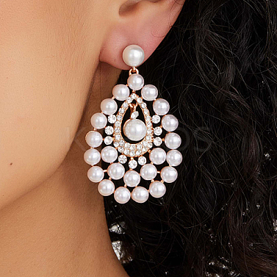 Imitation Pearl Teardrop Dangle Stud Earrings DM1543-1