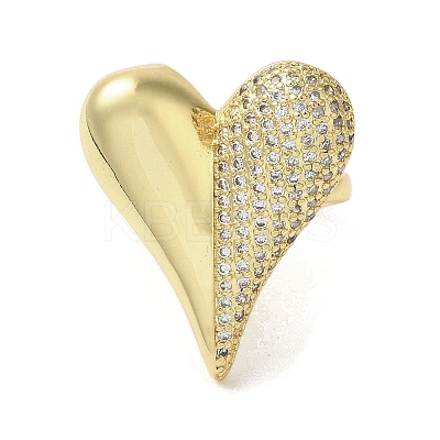 Brass Micro Pave Cubic Zirconia Cuff Rings for Women RJEW-G325-12G-1