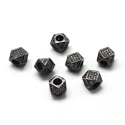 Rack Plating Brass Cubic Zirconia Beads ZIRC-S029-02B-1