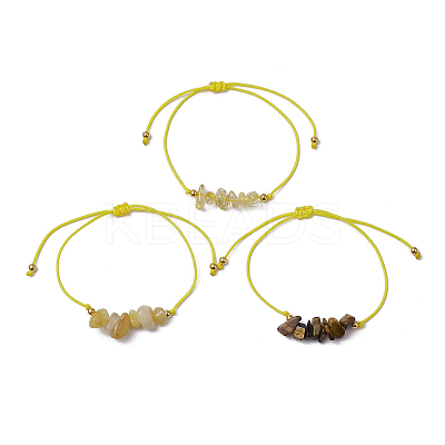 3Pcs 3 Styles Gemstone Braided Bead Bracelets BJEW-JB11146-02-1