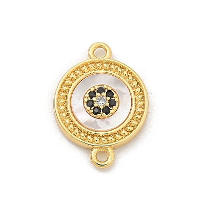 Brass Micro Pave Clear Cubic Zirconia Connector Charms KK-M303-04G-07-1