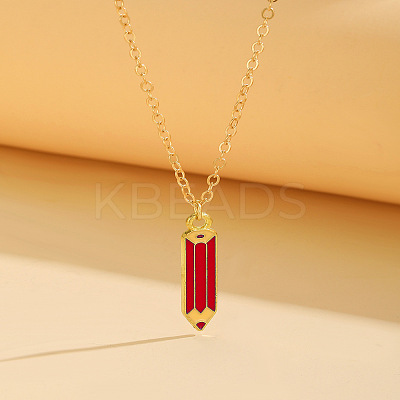 Back to School Alloy Enamel Pendant Cable Chain Necklaces WG2C7D9-05-1