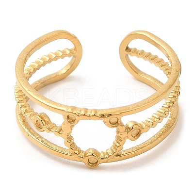 304 Stainless Steel Hollow Ring Open Cuff Rings for Women STAS-D085-25G-1