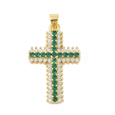 Rack Plating Brass Micro Pave Cubic Zirconia Pendants KK-S380-39E-G-1
