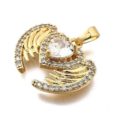 Brass Micro Pave Cubic Zirconia Pendants KK-P336-18G-01-1