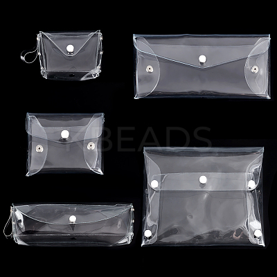 5Pcs 5 Styles Rectangle Transparent PVC Cosmetic Pouches AJEW-FG0004-33-1