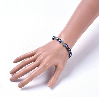 Evil Eye Resin Beads Stretch Bracelets BJEW-JB04460-1