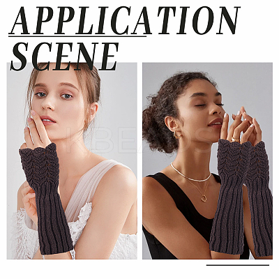3Pairs 3 Colors Acrylic Fibers Long Knitted Fingerless Gloves AJEW-GA0008-18-1