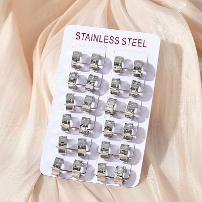 304 Stainless Steel Polishing Effect Hoop Earrings EJEW-M001-39P-1
